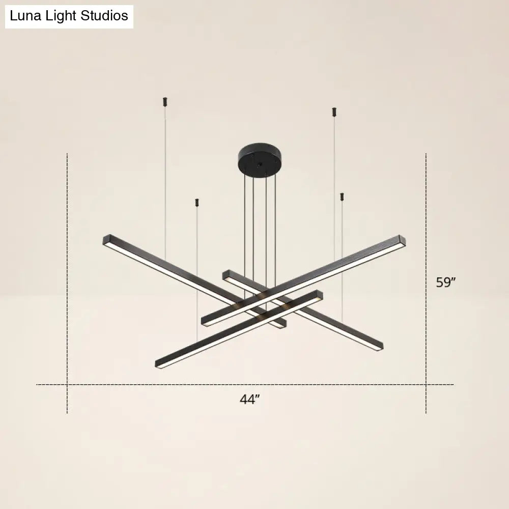 Adjustable Line Art Pendant Lamp: Minimalist Metal Led Chandelier For Bedroom Ceiling 4 / Black Warm