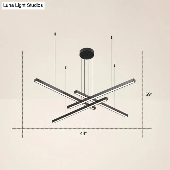 Adjustable Line Art Pendant Lamp: Minimalist Metal Led Chandelier For Bedroom Ceiling 4 / Black Warm