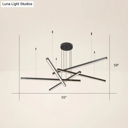 Adjustable Line Art Pendant Lamp: Minimalist Metal Led Chandelier For Bedroom Ceiling 5 / Black
