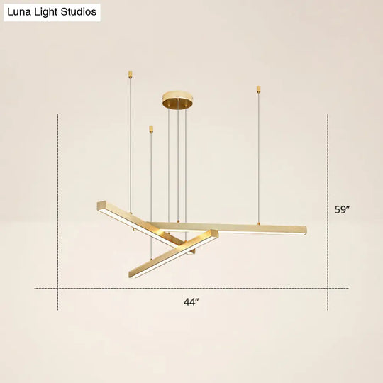 Adjustable Line Art Pendant Lamp: Minimalist Metal Led Chandelier For Bedroom Ceiling 3 / Gold Third