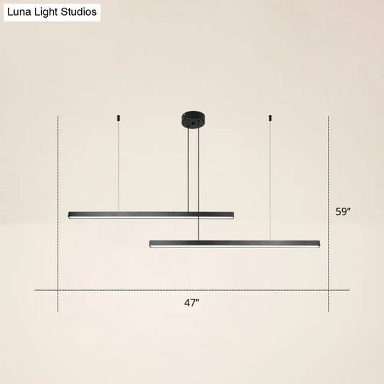 Adjustable Line Art Pendant Lamp: Minimalist Metal Led Chandelier For Bedroom Ceiling 2 / Black Warm