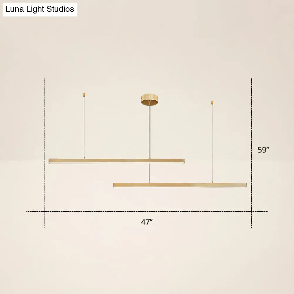 Adjustable Line Art Pendant Lamp: Minimalist Metal Led Chandelier For Bedroom Ceiling 2 / Gold Third