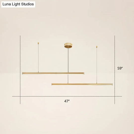 Adjustable Line Art Pendant Lamp: Minimalist Metal Led Chandelier For Bedroom Ceiling 2 / Gold Third