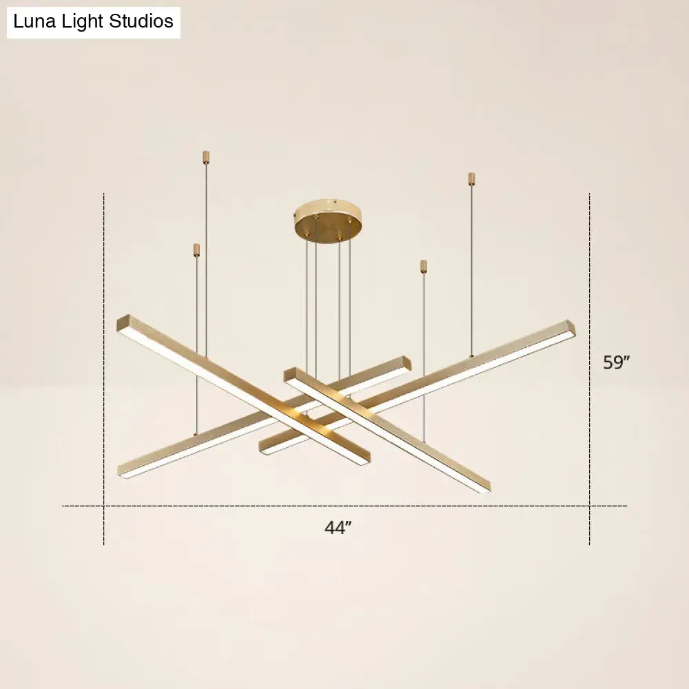 Adjustable Line Art Pendant Lamp: Minimalist Metal Led Chandelier For Bedroom Ceiling 4 / Gold Warm