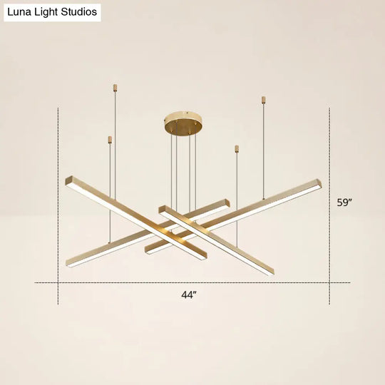 Adjustable Line Art Pendant Lamp: Minimalist Metal Led Chandelier For Bedroom Ceiling 4 / Gold Warm