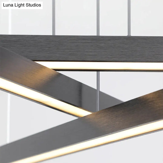 Adjustable Line Art Pendant Lamp: Minimalist Metal Led Chandelier For Bedroom Ceiling