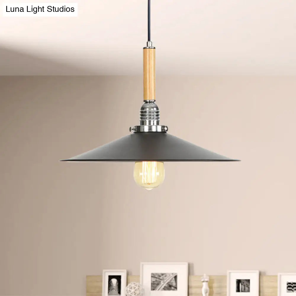 Adjustable Metallic Saucer Pendant Light For Kitchen - Industrial Ceiling Hanging With 1 Bulb