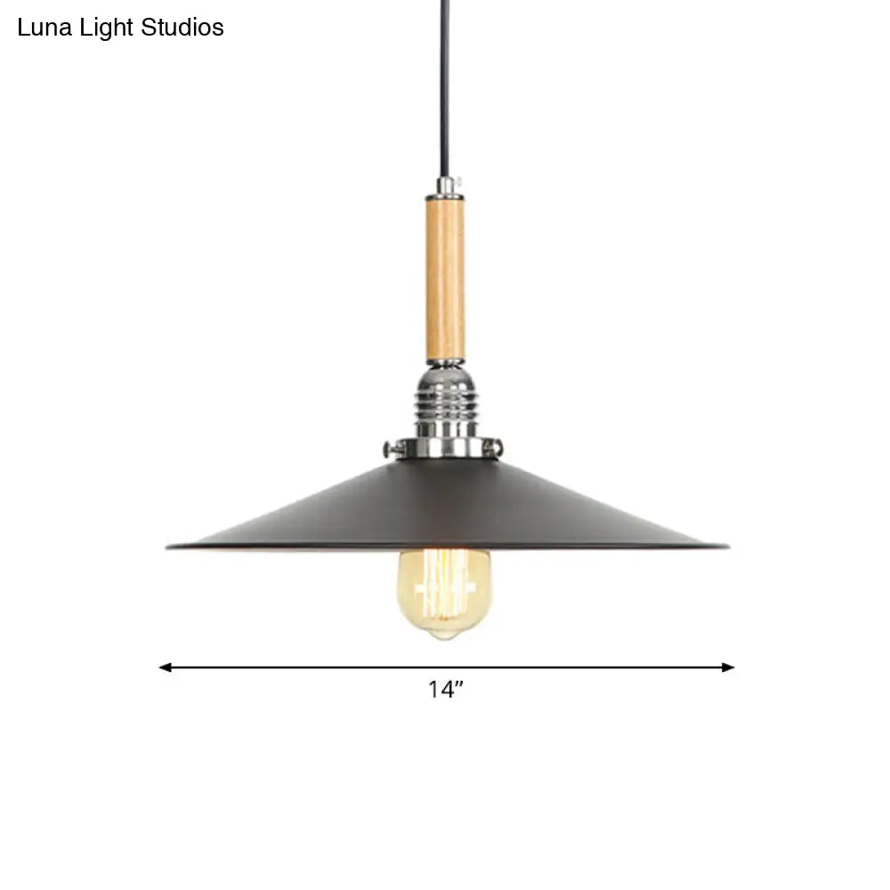 Adjustable Metallic Saucer Pendant Light For Kitchen - Industrial Ceiling Hanging With 1 Bulb