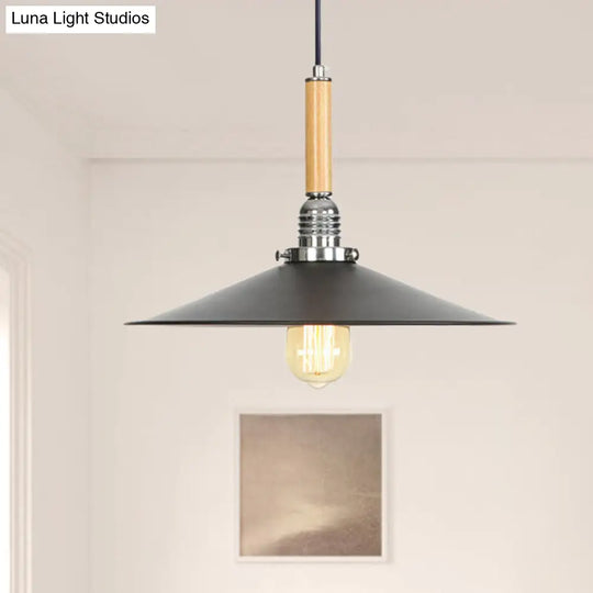 Adjustable Metallic Saucer Pendant Light - Industrial Ceiling Hanging For Kitchen Black / 1