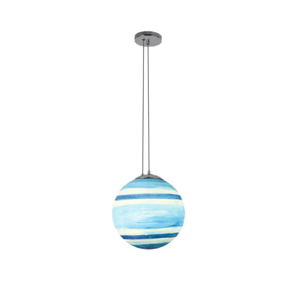 Adjustable Modern Globe Pendant Light With Chrome Ball Shade For Bedroom Ceiling Fixture Blue / 8