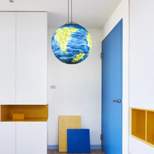 Adjustable Modern Globe Pendant Light With Chrome Ball Shade For Bedroom Ceiling Fixture Dark Blue /