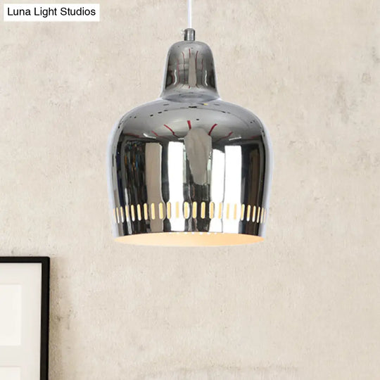 Adjustable Mirror Bell Pendant Lamp For Modern Living Rooms Chrome