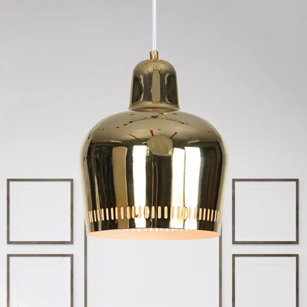 Adjustable Modern Mirror Bell Pendant Lamp - Sleek Single Hanging Light For Living Room Gold