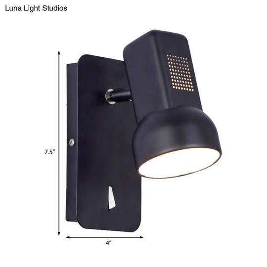 Adjustable Modernist Metal Wall Sconce Black/Yellow 1-Light Fixture For Living Room (4 W)