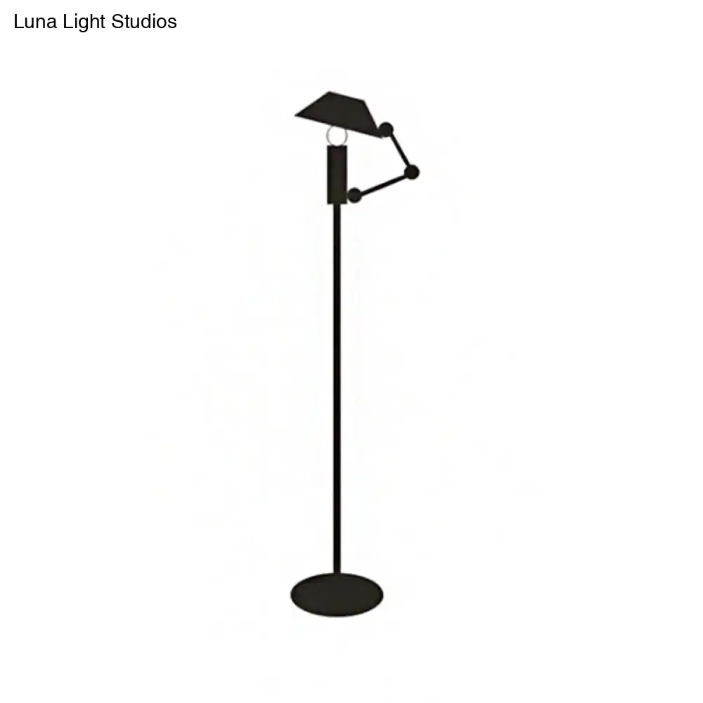 Adjustable Nordic Black Reading Floor Lamp With Single Metallic Stand & Tapered Design