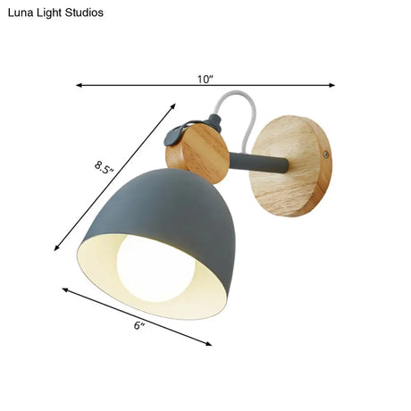 Adjustable Nordic Style Metal Dome Wall Sconce With 1 Light - Perfect For Living Rooms