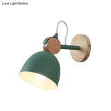 Adjustable Nordic Style Metal Dome Wall Sconce With 1 Light - Perfect For Living Rooms