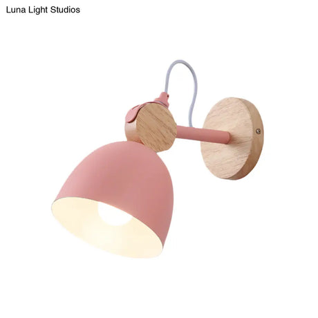 Adjustable Nordic Style Metal Dome Wall Sconce With 1 Light - Perfect For Living Rooms