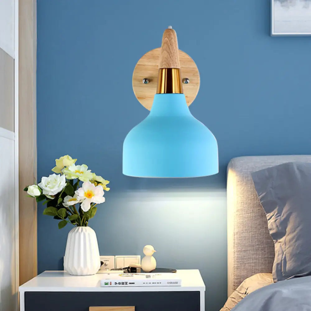 Adjustable Nordic Wall Sconce With Metal Torch Design For Bedside Lighting Blue