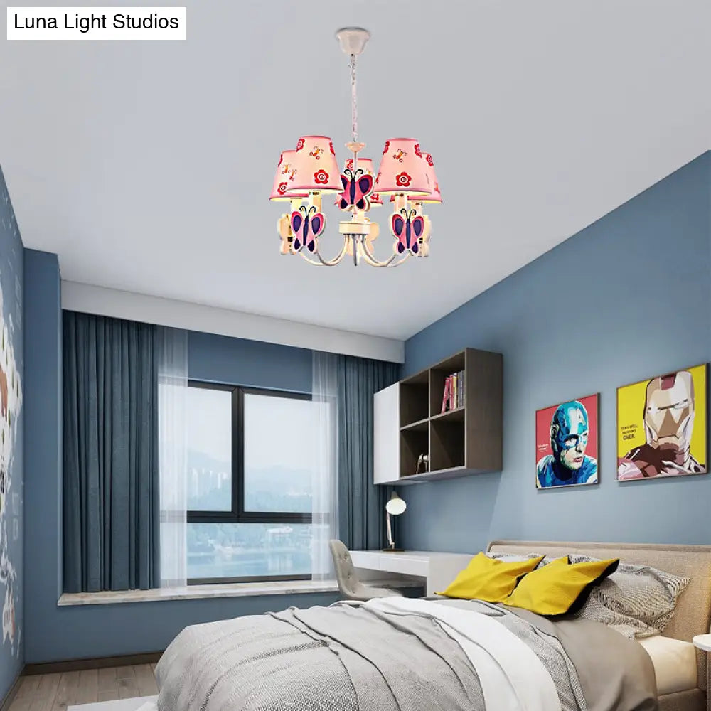 Adjustable Pink Chandelier: Delicate Butterfly Design For Girls Room