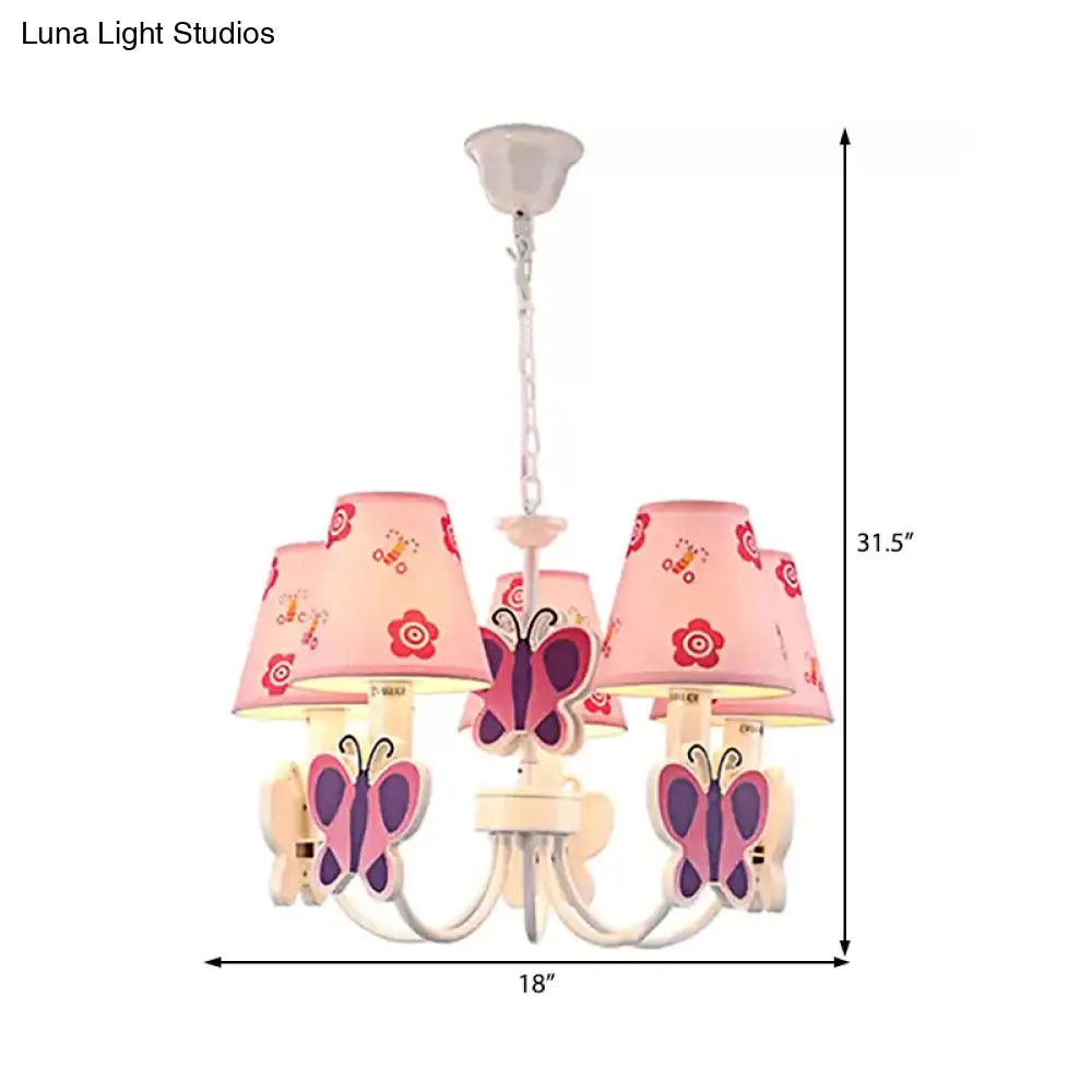 Adjustable Pink Chandelier: Delicate Butterfly Design For Girls Room