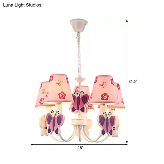 Adjustable Pink Chandelier: Delicate Butterfly Design For Girls Room