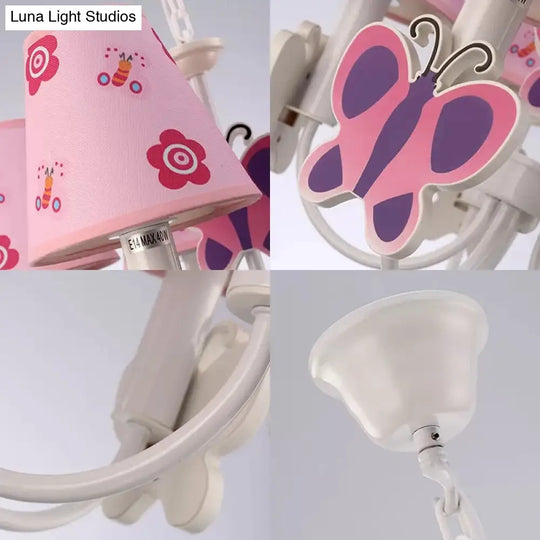 Adjustable Pink Chandelier: Delicate Butterfly Design For Girls Room