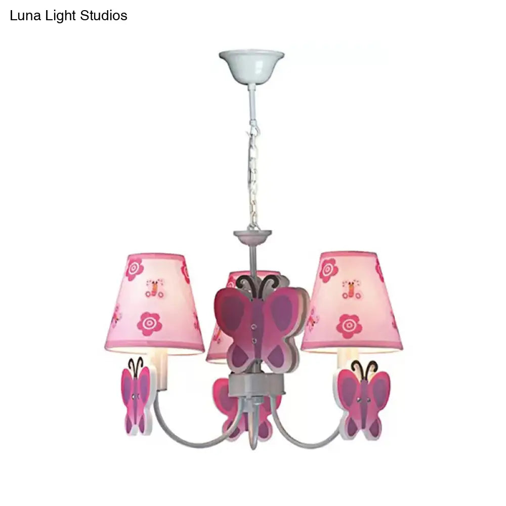 Adjustable Pink Chandelier: Delicate Butterfly Design For Girls Room