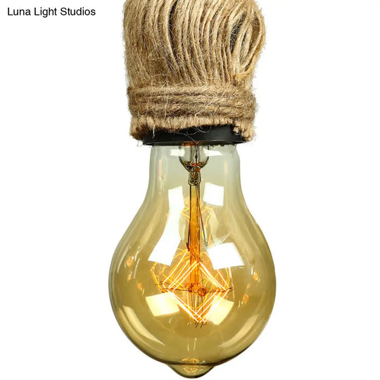 Adjustable Rope Exposed Island Light - Retro Industrial 5/6-Light Beige/Light Yellow