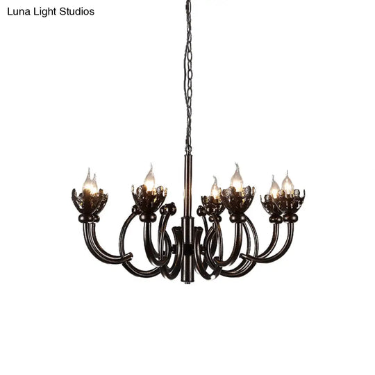 Adjustable Rustic Metallic 8-Light Chandelier: Industrial Pendant Lamp