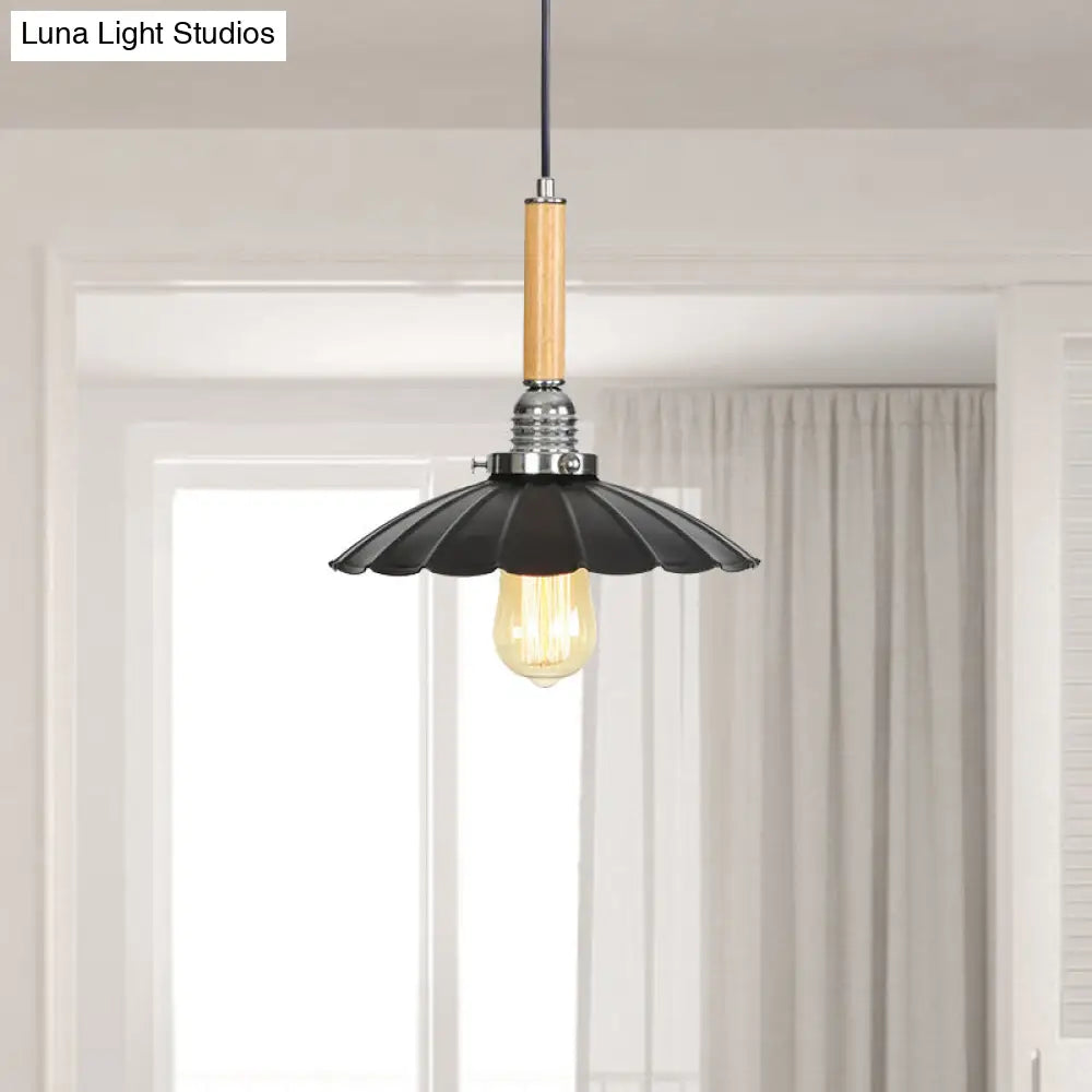 Adjustable Cord Scalloped Pendant Light - Indoor Lighting Fixture For Dining Table