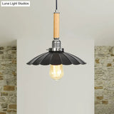 Adjustable Scalloped Pendant Light For Dining Table - 1-Light Indoor Fixture