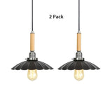 Adjustable Scalloped Pendant Light For Dining Table - 1-Light Indoor Fixture Black / 2