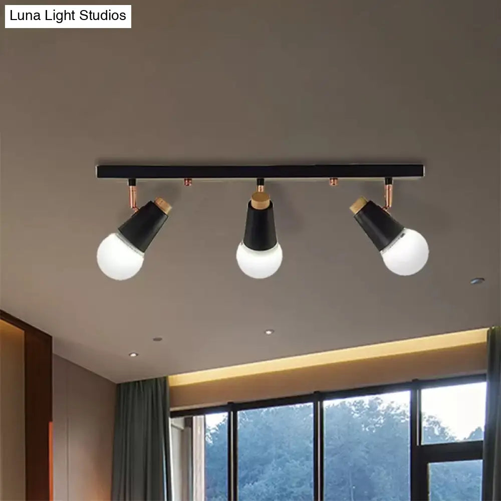 Adjustable Semi Flush Metallic Linear Ceiling Light With Cup Shade - Industrial Style 3/4 Heads