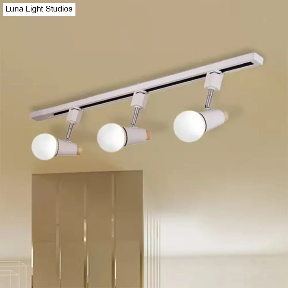 Adjustable Semi Flush Metallic Linear Ceiling Light With Cup Shade - Industrial Style 3/4 Heads