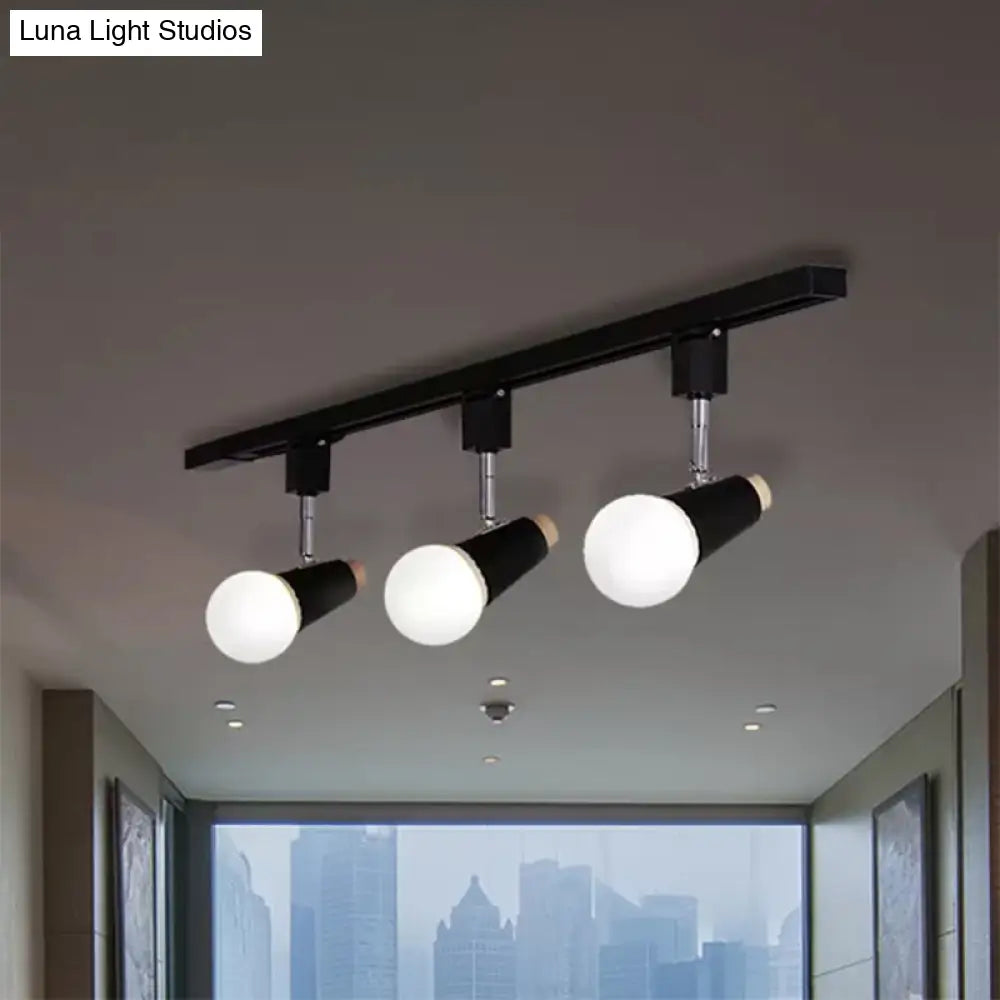 Adjustable Semi Flush Metallic Linear Ceiling Light With Cup Shade - Industrial Style 3/4 Heads