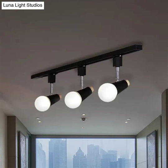 Adjustable Semi Flush Metallic Linear Ceiling Light With Cup Shade - Industrial Style 3/4 Heads