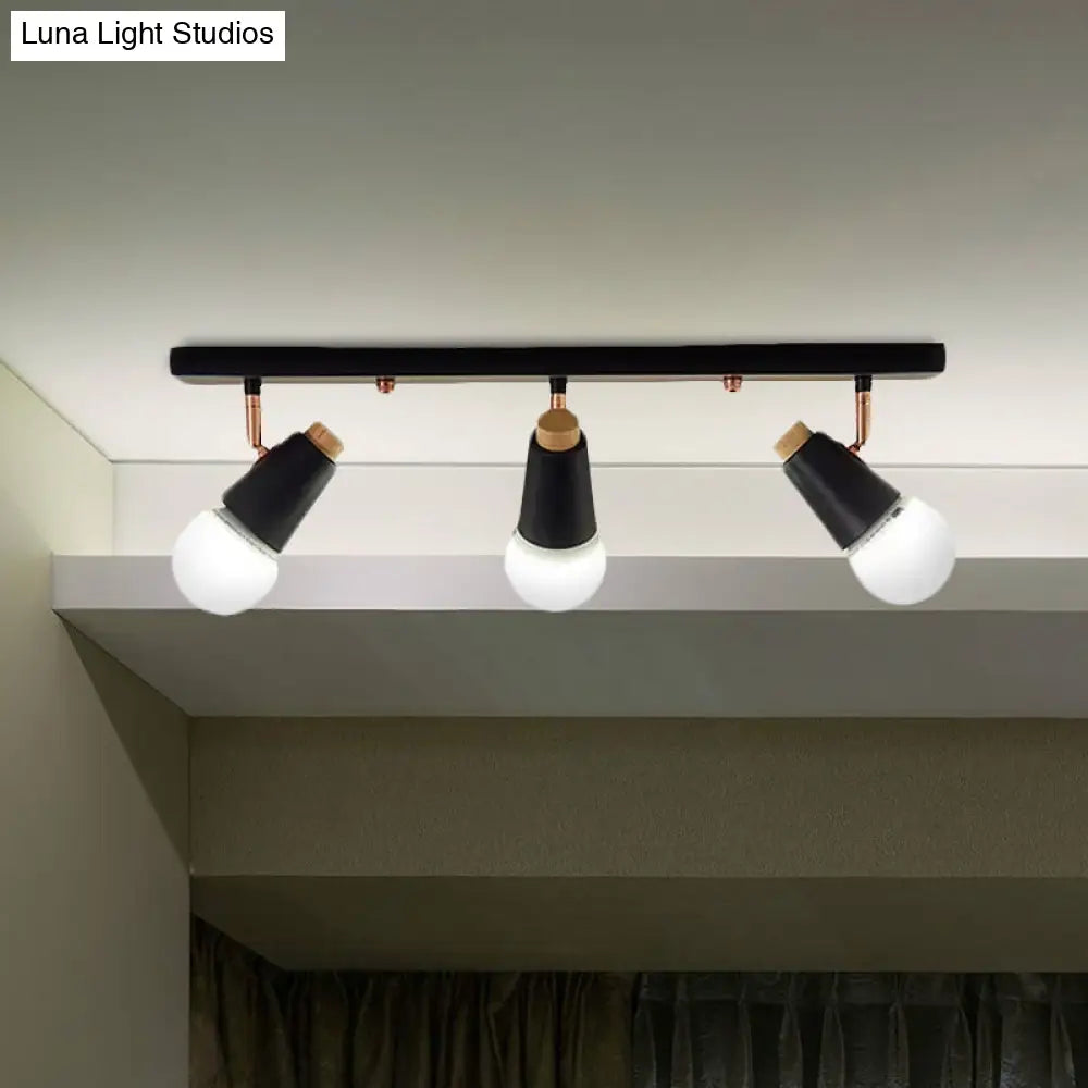 Adjustable Semi Flush Metallic Linear Ceiling Light With Cup Shade - Industrial Style 3/4 Heads