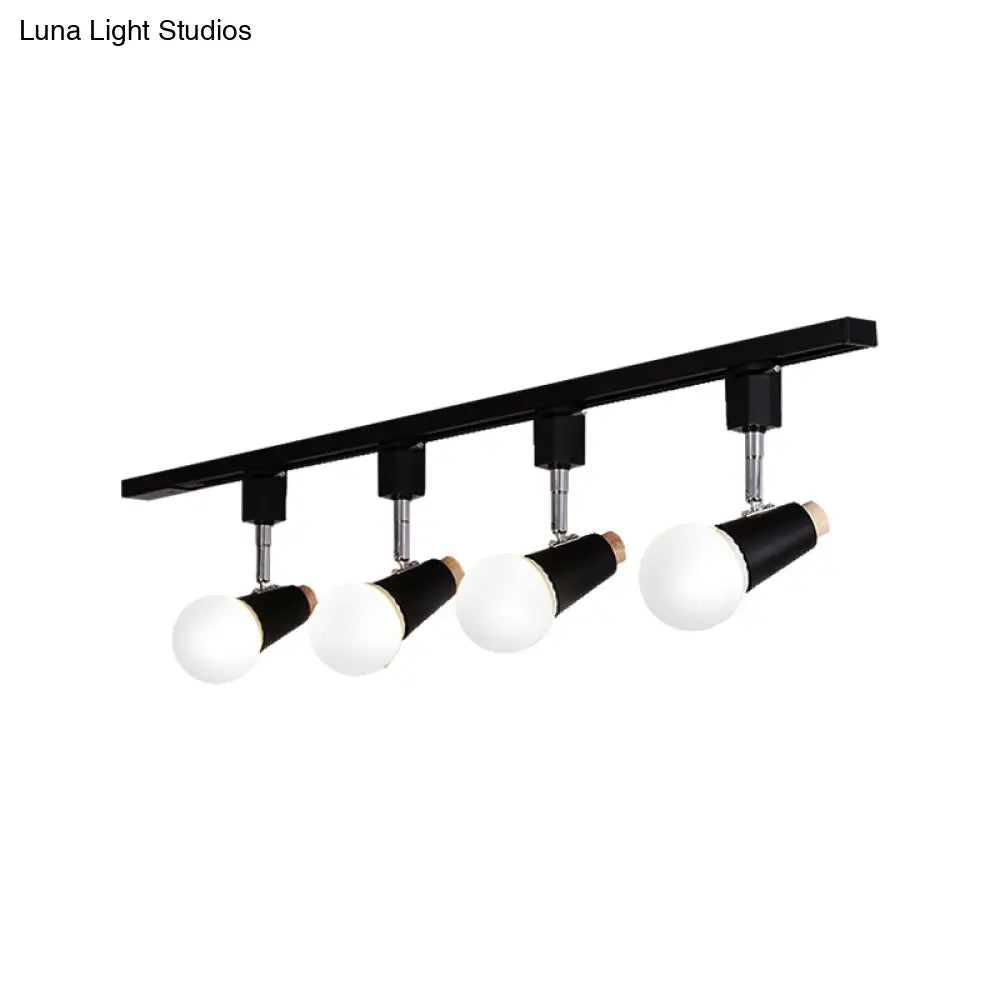 Adjustable Semi Flush Metallic Linear Ceiling Light With Cup Shade - Industrial Style 3/4 Heads