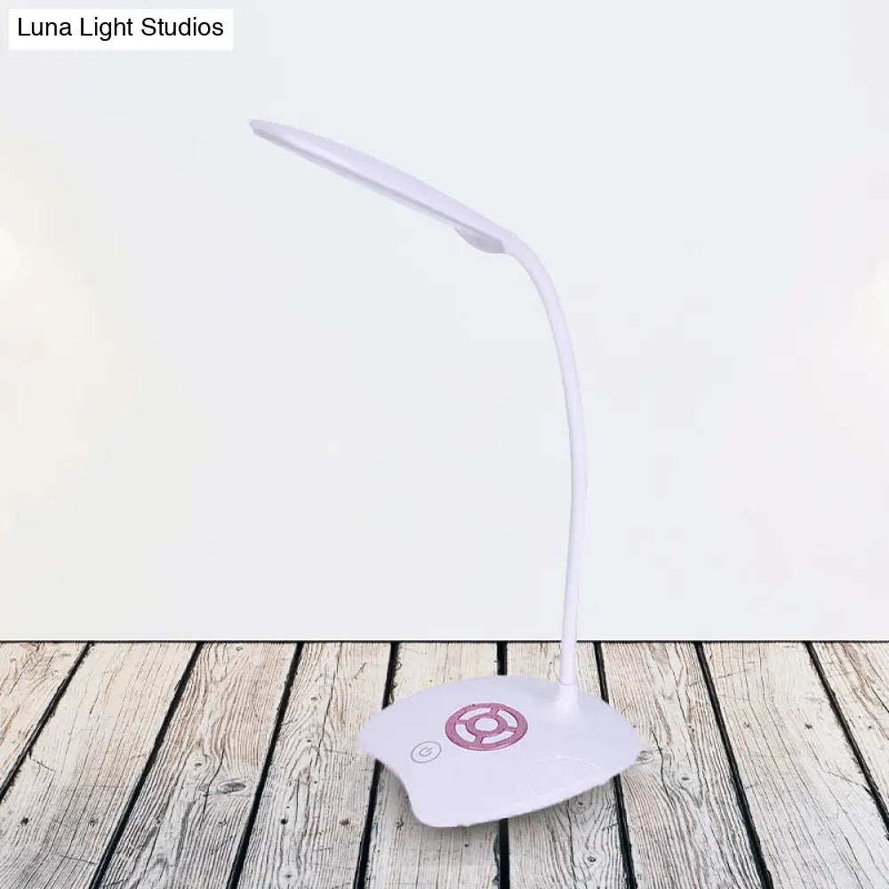 Adjustable Silicone Hose Desk Lamp With Touch Sensor Modern Led Light For Study - Pink/Gold