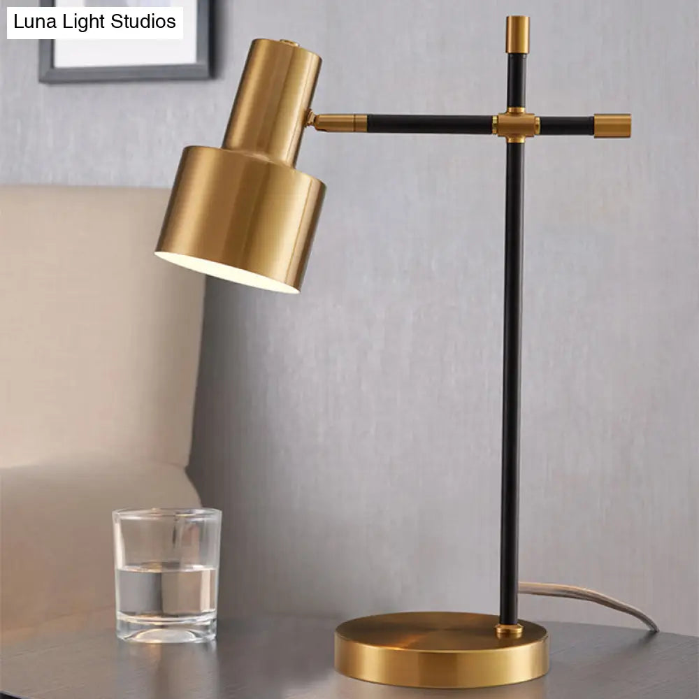 Adjustable Study Desk Lamp: Grenade Table Light In Gold-Black Modern Metal Design