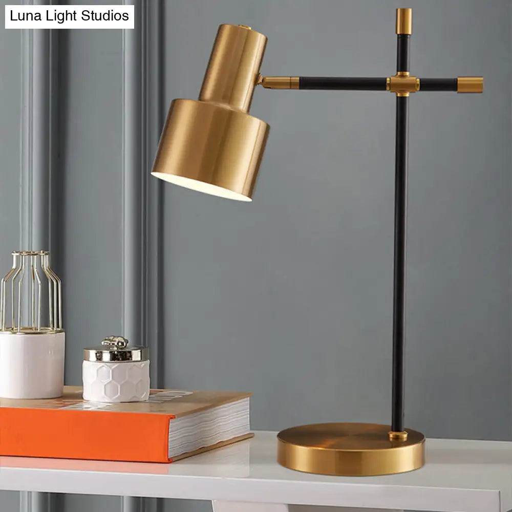 Adjustable Study Desk Lamp: Grenade Table Light In Gold-Black Modern Metal Design