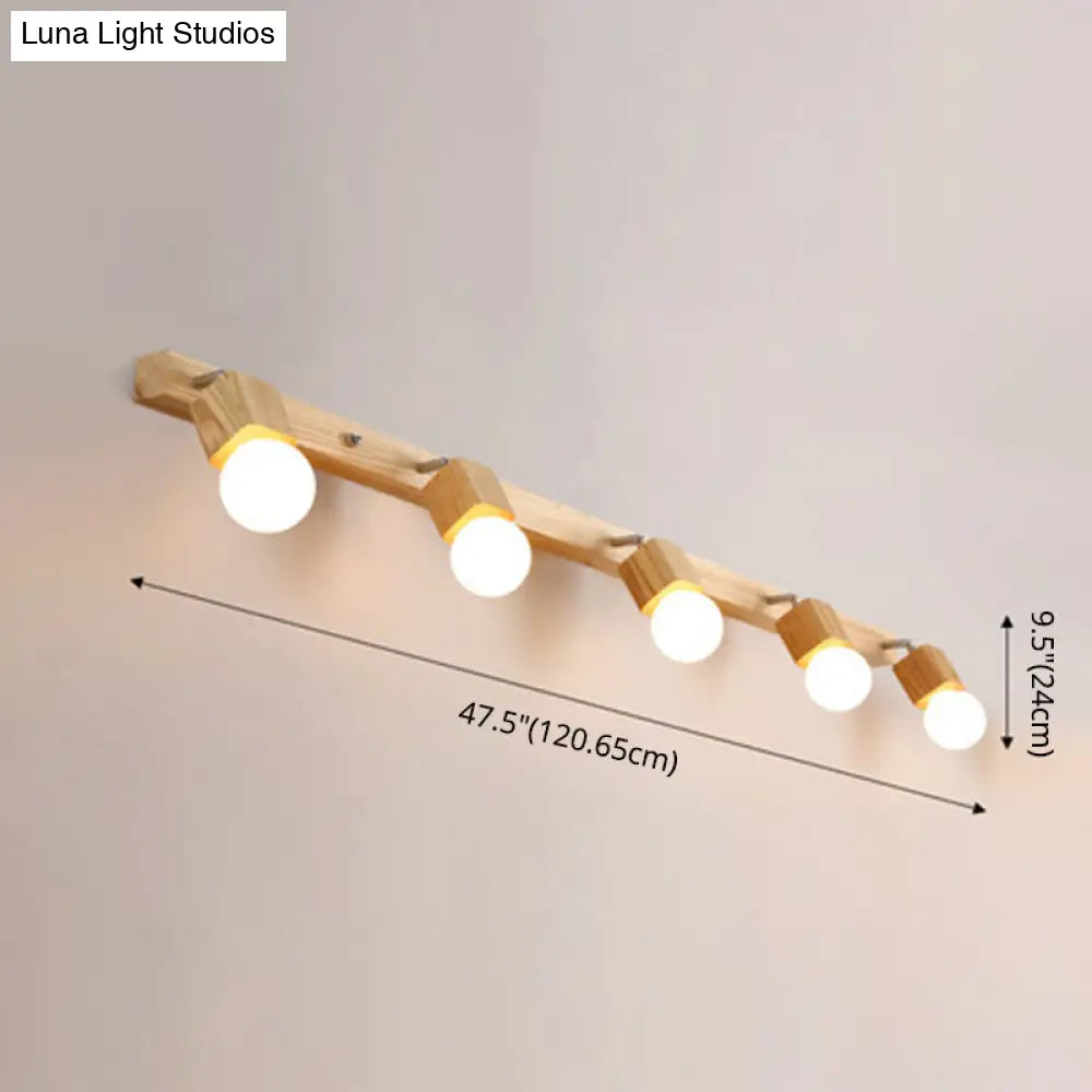 Adjustable Wooden Vanity Mirror Light: Modern Sconce For Bathroom