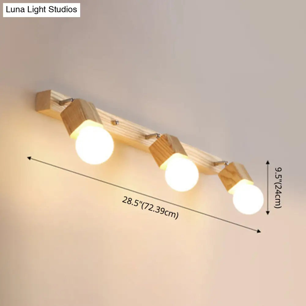 Adjustable Wooden Vanity Mirror Light: Modern Sconce For Bathroom