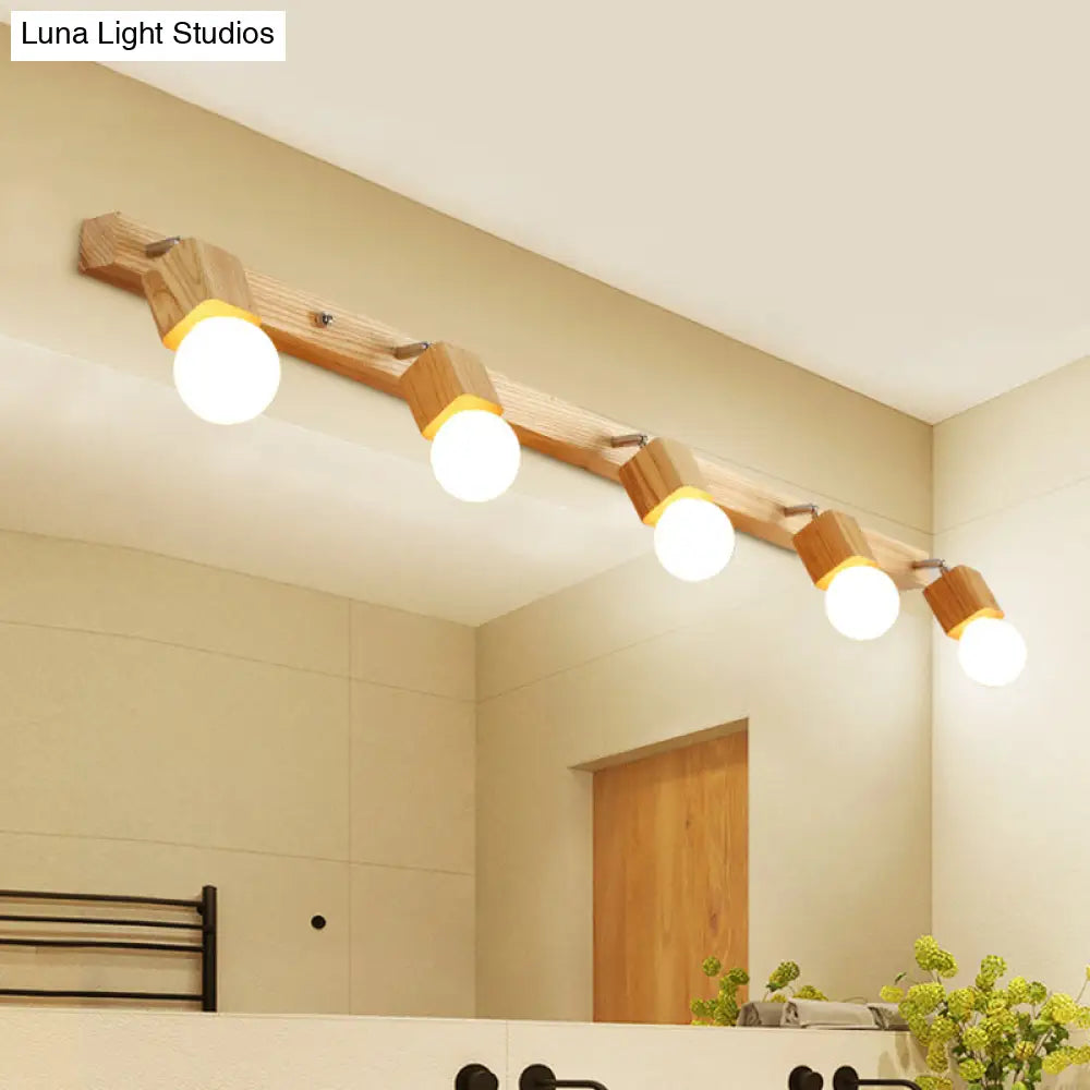 Adjustable Wooden Vanity Mirror Light: Modern Sconce For Bathroom