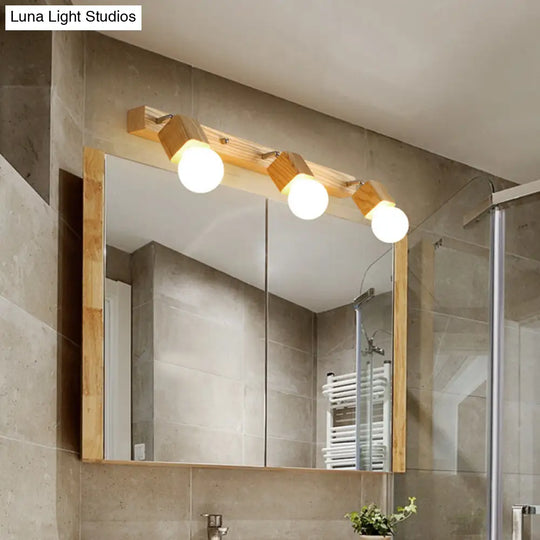 Adjustable Wooden Vanity Mirror Light: Modern Sconce For Bathroom