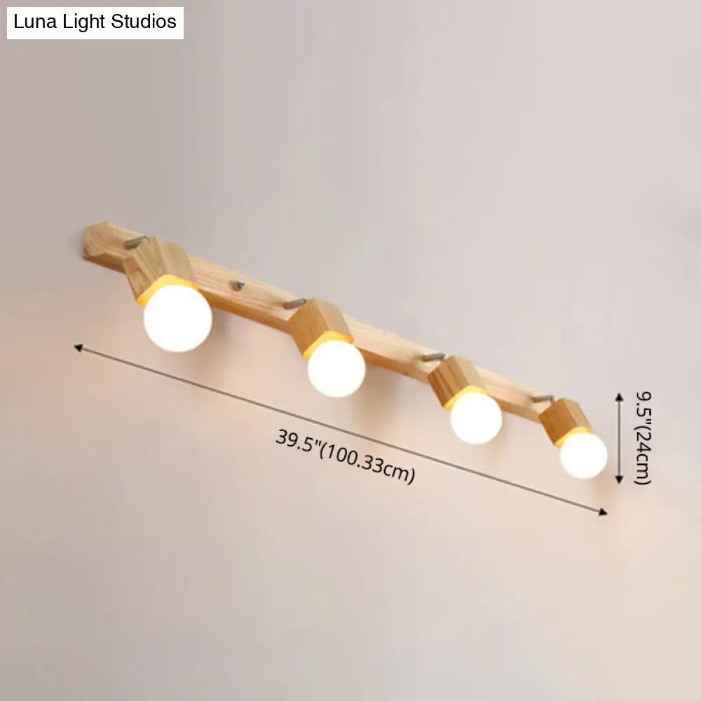 Adjustable Wooden Vanity Mirror Light: Modern Sconce For Bathroom