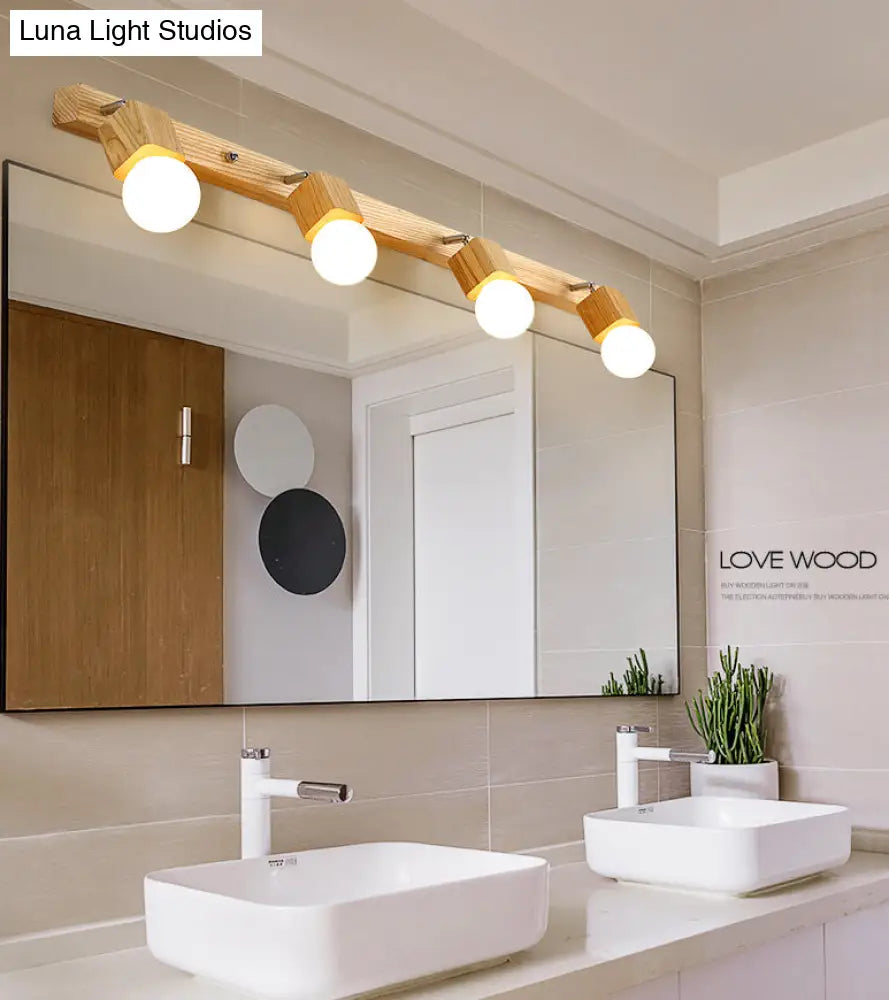 Adjustable Wooden Vanity Mirror Light: Modern Sconce For Bathroom