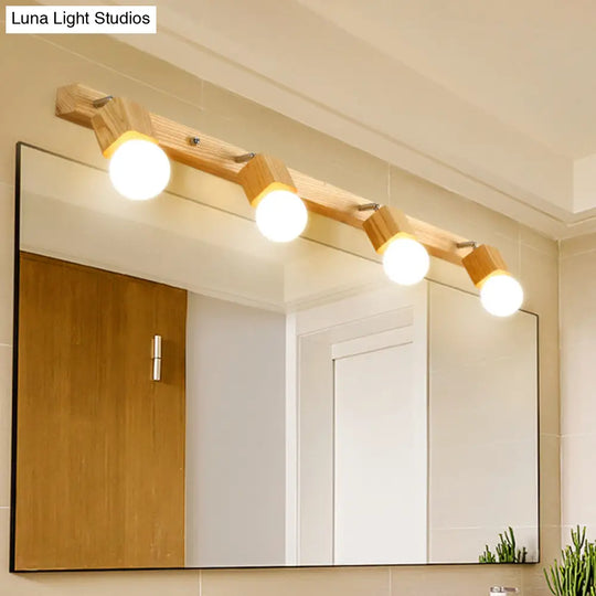 Adjustable Wooden Vanity Mirror Light: Modern Sconce For Bathroom