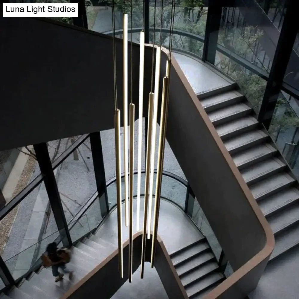 Adley - Black Stair Long Led Chandelier